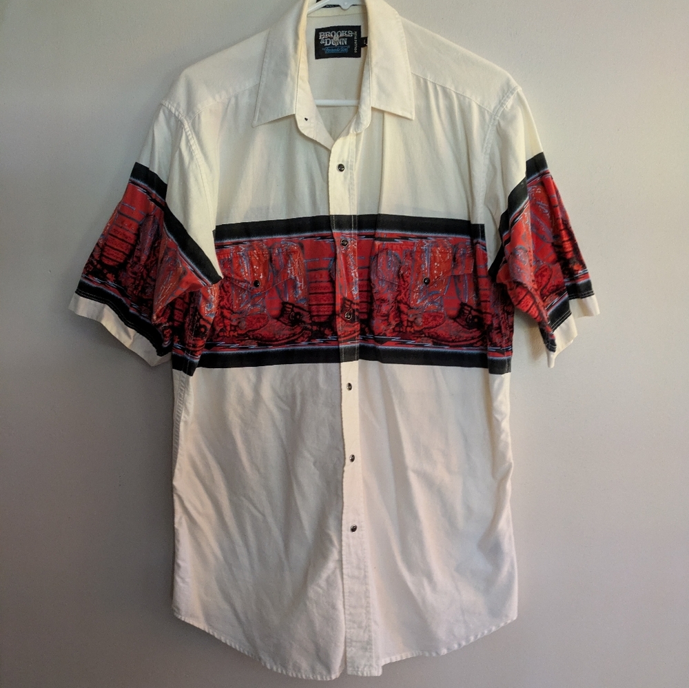 Vintage Brooks & Dunn Panhandle Slim Western Cowboy Pearl-Snap Shirt Large